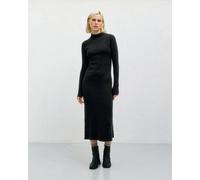 Rotholz Mock Neck Kleid aus Rippenstrick Schwarz M