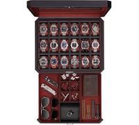 ROTHWELL 18 Uhrenbox mit Schublade für Zubehör (Schwarz/Rot)
