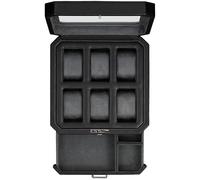 ROTHWELL 6 Slot Leder Uhrenbox mit Valet Schublade - Luxus Uhrenetui Display Organizer, Herren Aufbewahrungsboxen Halter Große Glasplatte (Schwarz/Grau)