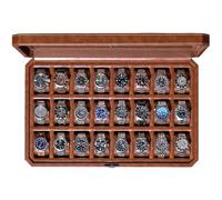 ROTHWELL Uhrengehäuse mit 24 Schlitzen und Schloss, luxuriöse Uhrenbox zum Präsentieren und Organisieren Ihrer Sammlung, Echtglasplatte, Premium-Aufbewahrung für Sammler (hellbraun/braun)
