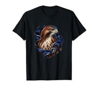 Rotschwanzbussard mit indigoblauen Seidenknoten, Vogelmotiv T-Shirt