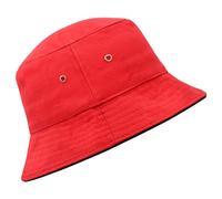 Roughtex Bucket Hat Unisex Fischerhut Damen Herren - Sommer Sonnenhut Freizeit Outdoor Festival Urlaub - Klassischer Anglerhut Streetwear Hut Rot-Schwarz L/XL
