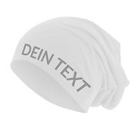 Roughtex Jersey Beanie personalisierbar Mütze Baumwolle Bedrucken Lassen eigener Text frei positionierbar Weiß XS/S