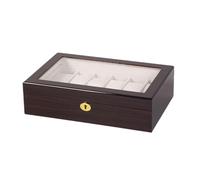 ROUHO 12 Fächer Uhrenvitrine Holz Schmuckaufbewahrung Organizer Uhrenbox