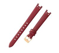 ROUHO 12 x 6mm Damen Kleines Zifferblatt Uhrenarmband, Echtleder Uhrenkette Zubehör für Anne Klein-Rot + Gold Schließe