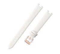 ROUHO 12 x 6mm Damen Kleines Zifferblatt Uhrenarmband, Echtleder Uhrenkette Zubehör für Anne Klein-Weiß + Roségold Schließe