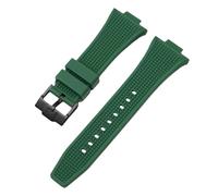 ROUHO 12mm x 26mm Konvexer Anstoß Silikon Uhrenarmband, Weiches Kautschuk Ersatzband für Tissot PRX T137.407/410-Grün + Schwarz Schließe
