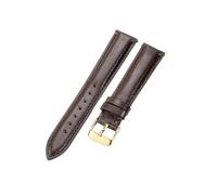 ROUHO 14mm Weiches Echtleder Uhrenarmband Damen Elegante Uhr Ersatz Uhr Band für FOSSIL ES5068-Dunkelbraun + Gold