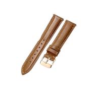 ROUHO 14mm Weiches Echtleder Uhrenarmband Damen Elegante Uhr Ersatz Uhr Band für FOSSIL ES5068-Hellbraun + Roségold