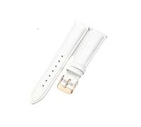 ROUHO 14mm Weiches Echtleder Uhrenarmband Damen Elegante Uhr Ersatz Uhr Band für FOSSIL ES5068-Weiß + Roségold
