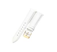 ROUHO 14mm Weiches Echtleder Uhrenarmband Damen Elegante Uhr Ersatz Uhr Band für FOSSIL ES5068-Weiß + Gold