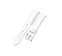 ROUHO 14mm Weiches Echtleder Uhrenarmband Damen Elegante Uhr Ersatz Uhr Band für FOSSIL ES5068-Weiß + Silber