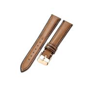 ROUHO 16mm Bequemes Leder Damen Uhrenarmband Flexibles & Leichtes Uhr Band für FOSSIL ES3913-Schwarz Braun + Roségold