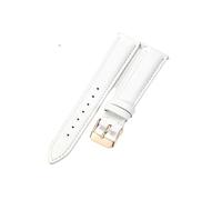 ROUHO 16mm Bequemes Leder Damen Uhrenarmband Flexibles & Leichtes Uhr Band für FOSSIL ES3913-Weiß + Roségold
