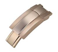 ROUHO 16mm Edelstahl Deploymentschluss Uhrschnalle - Ersatz Kautschuk Uhrarmbandverschluss für Rolex Oyster Perpetual SUB-Roségold