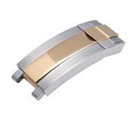 ROUHO 16mm Edelstahl Uhr Armband Einsatzverschluss, Ersatz Gleitverschluss Uhr Schnalle für Rolex Daytona Oyster Yacht-Master Sea-Dweller-Silbergold
