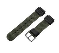 ROUHO 18 x 25mm Ersatz Sport Uhrenarmband Gekerbter Anstoß Gewebtes Nylon Uhrenarmband für Casio AE-1200WH SGW-300 AQ-S810W-Grün mit Schwarz Dornschließe