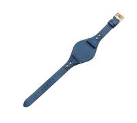 ROUHO 18mm Echtes Retro Leder Uhrenarmband mit Schließe, Langlebiges Ersatzarmband für Fossil ES4113 ES4114 ES3616 ES3625-Blau + Roségold Schließe