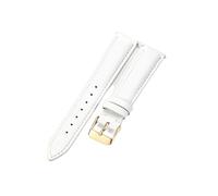 ROUHO 18mm Haltbares Echtleder Uhrenarmband Klassisches Ersatz Damen Uhr Band für FOSSIL ES3615 ES4286 ES4113 ES3838 BQ3064-Weiß + Gold