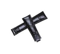 ROUHO 20 mm Leder Uhrenarmband Ersatz Wat Gürtel Uhren Reparatur Zubehör für Rolex Daytona GMT-Master Yacht-Master-Schwarz