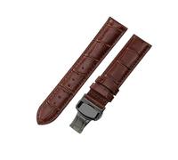 ROUHO 20mm Handgefertigtes Bequemes Leder Uhrenarmband Ergonomisches Ersatz Uhr Band für Tissot Heritage T063.610 PRS 516 T100.430 T121.430-Braun + Schwarz Schließe