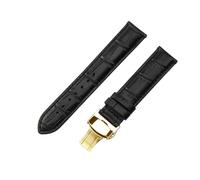 ROUHO 20mm Handgefertigtes Bequemes Leder Uhrenarmband Ergonomisches Ersatz Uhr Band für Tissot Heritage T063.610 PRS 516 T100.430 T121.430-Schwarz + Gold Schließe