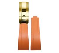 ROUHO 20mm Silikon Gummi Uhrband Schiebeverschluss Verschluss Ersatz Uhr Armband für Rolex Daytona SUB GMT-Orange + Gold Schnalle