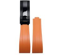 ROUHO 20mm Silikon Gummi Uhrband Schiebeverschluss Verschluss Ersatz Uhr Armband für Rolex Daytona SUB GMT-Orange + Schwarz Schnalle