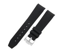 ROUHO 20mm Silikon Uhrenarmband Gebogener Anstoß, Strukturiertes Kautschuk Armband, Ersatzarmband für Swatch-Schwarz + Silber Schließe