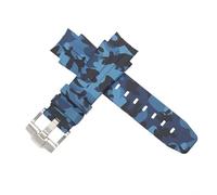 ROUHO 21mm Camouflage Silikon Uhrenarmband Uhrenarmband Zubehör Ersatz Uhrenarmband für Rolex Yacht-Master Deepsea-Blau