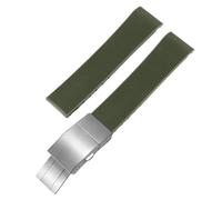 ROUHO 21mm Silikon Taucheruhrenarmband, Wasserdicht Schweißfest Ersatz Uhrenband für Longines HydroConquest L3 781 742-Grün + Faltschließe