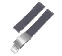 ROUHO 21mm Silikon Taucheruhrenarmband, Wasserdicht Schweißfest Ersatz Uhrenband für Longines HydroConquest L3 781 742-Grau + Faltschließe