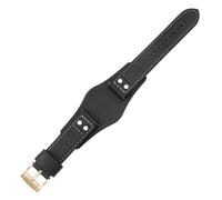 ROUHO 22mm Echtleder Uhrenarmband - Gepolstertes Vintage Ersatz Uhr Band für FOSSIL CH2564 CH2565 CH2891 CH3051-Schwarz + Roségold