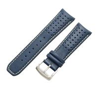 ROUHO 22mm Ersatz Uhrenarmband Gebogenes Ende Echtleder Uhrenarmband für Citizen Eco-Drive Skyhawk A-T AT8020-54L-Gelb + Silber Schließe