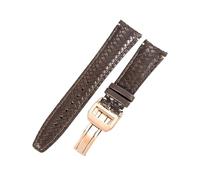 ROUHO 22mm Gewebtes Echtleder Uhrenarmband Herren Damen Dress Uhr Ersatz Zubehör für IWC Portugieser IW503312-Braun mit Roségold Faltschließe