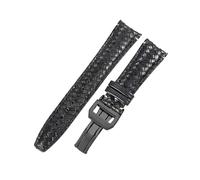 ROUHO 22mm Gewebtes Echtleder Uhrenarmband Herren Damen Dress Uhr Ersatz Zubehör für IWC Portugieser IW503312-Schwarz mit Schwarz Faltschließe