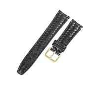 ROUHO 22mm Gewebtes Echtleder Uhrenarmband Herren Damen Dress Uhr Ersatz Zubehör für IWC Portugieser IW503312-Schwarz mit Gold Dornschließe