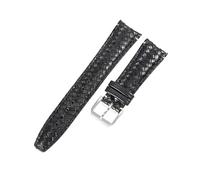 ROUHO 22mm Gewebtes Echtleder Uhrenarmband Herren Damen Dress Uhr Ersatz Zubehör für IWC Portugieser IW503312-Schwarz mit Silber Dornschließe