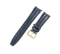 ROUHO 22mm Gewebtes Echtleder Uhrenarmband Herren Damen Dress Uhr Ersatz Zubehör für IWC Portugieser IW503312-Blau mit Gold Dornschließe