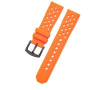 ROUHO 22mm Hautfreundliches Silikon Uhrenarmband, Atmungsaktives Perforiertes Ersatz Kautschuk Band für Tag Heuer Carrera Aquaracer-Orange + Schwarz Schließe
