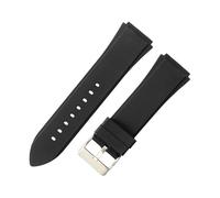 ROUHO 22mm Silikon Kautschuk Uhrenarmband Ersatz Uhrband Dornschließe für Guess U0247G3 W1058G2 W0040G3-Schwarz