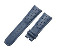 ROUHO 23mm Ersatz Uhrenarmband Gebogenes Ende Echtleder Uhrenarmband für Citizen Eco-Drive Skyhawk A-T JY8078-52L-Blau ohne Schließe