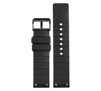 ROUHO 23mm Premium Schwarzes Kautschuk Uhrenarmband mit Schlaufen, Wasserdichtes Verstellbares Ersatzband für Cartier Santos 100-Schwarz + Schwarz Schließe
