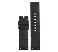 ROUHO 23mm Premium Schwarzes Kautschuk Uhrenarmband mit Schlaufen, Wasserdichtes Verstellbares Ersatzband für Cartier Santos 100-Schwarz