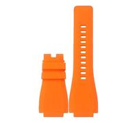 ROUHO 24mm Gekerbtes Weiches Silikon Uhrenarmband, Flexibler Kautschuk Ersatz Herren Uhrenband für Bell & Ross BR01/BR03-Orange