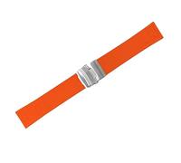 ROUHO 24mm Weiches Silikon Kautschuk Uhrenarmband, Wasserdichtes Sportband mit Faltschließe Schnellwechsel-Federstege für Luminox 3500 3700-Orange