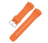 ROUHO 26 x 16mm Weiches Silikon Uhrenarmband Edelstahl Dornschließe Ersatz Sport Uhr Armband für Casio GA-2100/GM-5600-Orange + Silber