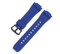 ROUHO 26 x 16mm Weiches Silikon Uhrenarmband Edelstahl Dornschließe Ersatz Sport Uhr Armband für Casio GA-2100/GM-5600-Blau + Schwarz