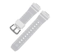 ROUHO 26 x 16mm Weiches Silikon Uhrenarmband Edelstahl Dornschließe Ersatz Sport Uhr Armband für Casio GA-2100/GM-5600-Transparent + Schwarz