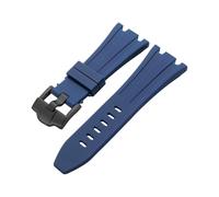 ROUHO 28 x 20mm Ersatz Gummi Uhr Armband - Weiches Silikon Armband Schwarze Pin Schnalle für Audemars Piguet 15710 15703 26470 15707 26703-Blau